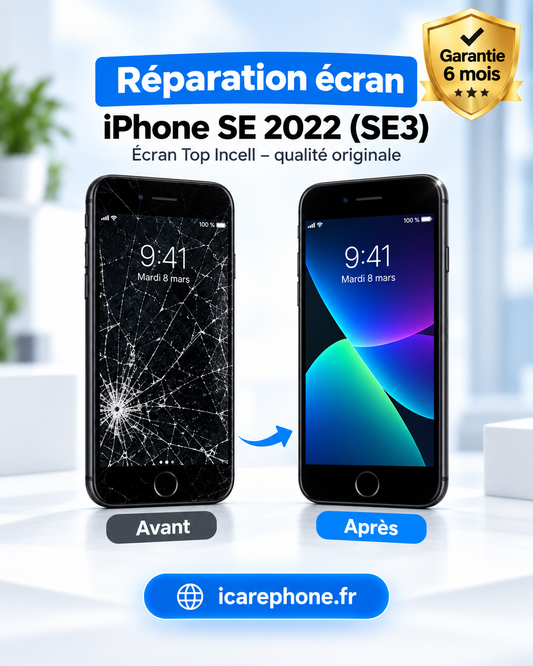 Réparation Écran iPhone SE 2022 (SE3) – Écran Original Quality Top Incell Noir