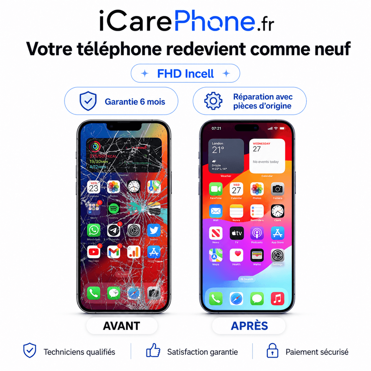 Réparation écran iPhone 4 Incell FHD - Garantie 6 mois - image Incell FHD
